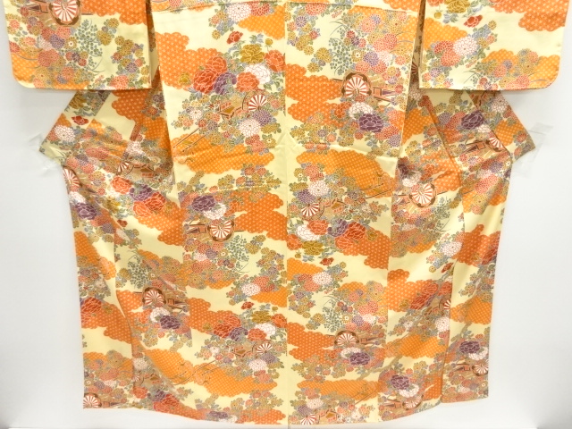  未使用品　花車模様小紋着物